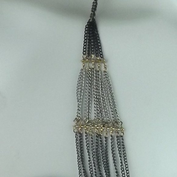Forever 21 Gold Black and Silver Swoop Necklace - Picture 3 of 4